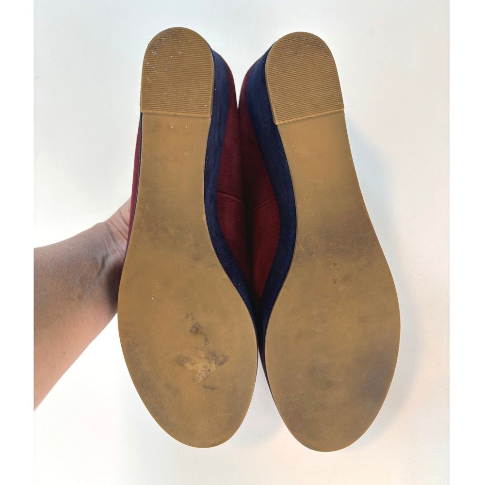 Pilcro and the Letterpress Wedge Loafers Burgundy Orange Navy 9.5 Suede Platform - Picture 5 of 10